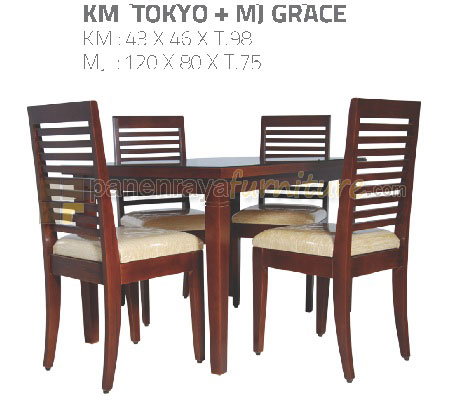 Panen Raya Furniture Meja Makan 4 Kursi Grace Set KM Tokyo