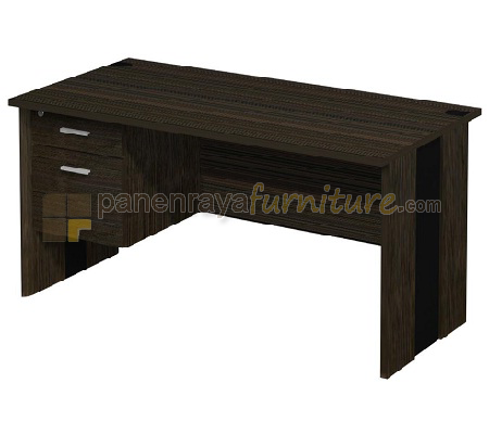 Panen Raya Furniture Meja Kantor 140Cm & 2 Laci (Dark Oak)