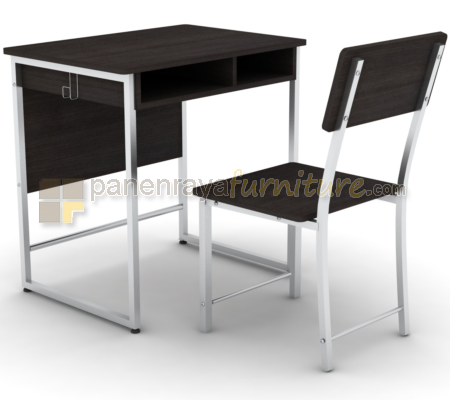 Panen Raya Furniture Meja dan Kursi Sekolah Expo MSD 5917 dan MSR 5918 Dark Oak-Silver