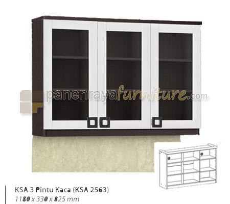Panen Raya Furniture Rak Dapur Atas Graver KSA 2563 Walnut Putih 118x33x82