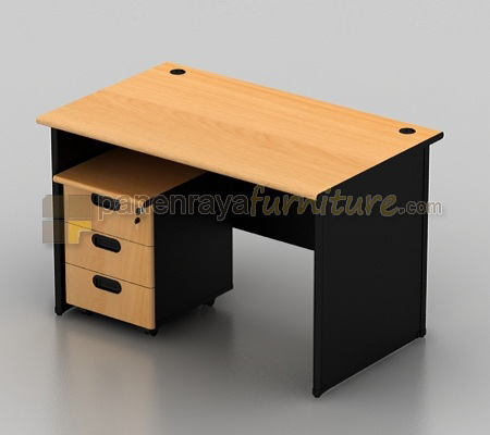Panen Raya Furniture Meja Kantor UNO UOD 1038 Beech 180x74x75 dan Laci Dorong UMP 1135
