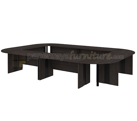 Panen Raya Furniture Meja Meeting Oval Expo Config 16-22 Orang Dark Oak 400x280x75