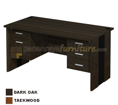 Panen Raya Furniture Meja Kantor 160 Cm & 5 Laci (Dark Oak)