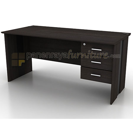 Panen Raya Furniture Meja Kantor 160 Cm & 3 Laci (Dark Oak)