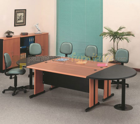 Panen Raya Furniture Meja Meeting Oval UNO UOD 4055 dan UJT 4857 Cherry 298x148x75