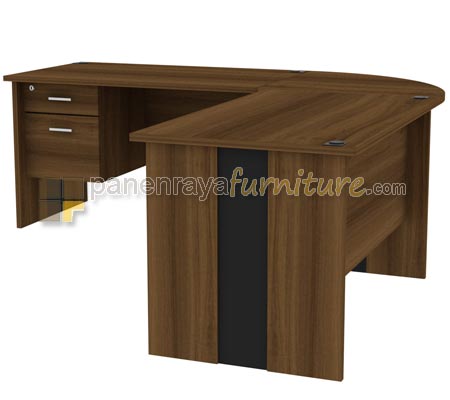 Panen Raya Furniture Meja Kantor L Expo MD 1275 Teakwood200x200x75