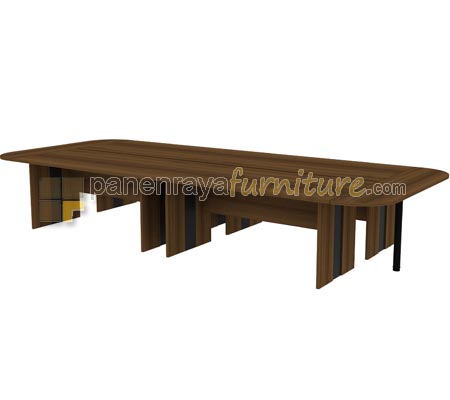 Panen Raya Furniture Meja Meeting Oval Expo Config 14-16 Orang Teakwood 440x185x75