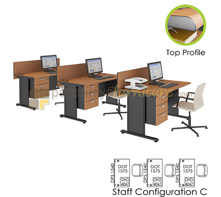Panen Raya Furniture Workstation Staff 3 Seater Euro Diamond Configuration C