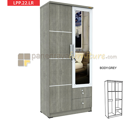 Panen Raya Lemari Pakaian Romaro LPP 22 LR SO Grey 80x43x180