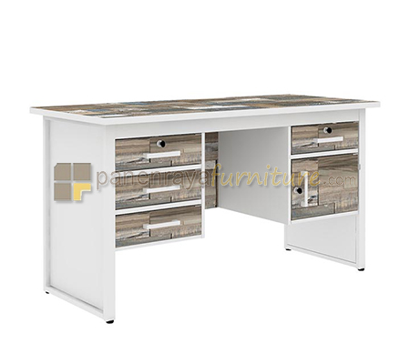 Panen Raya Furniture Meja Kantor Expo NS 1470 Puzzle White 140x70x76