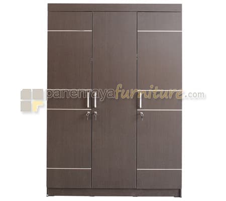 Panen Raya Furniture Lemari Pakaian 3 Pintu Lunar CLS 301 Espresso 120x42x180