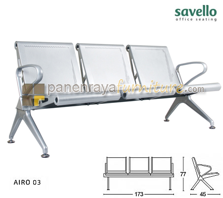 Panen Raya Furniture Kursi Tunggu 3 Seater Savello Airo 03 Metal Silver
