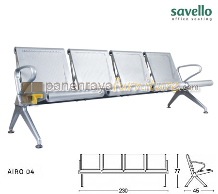 Panen Raya Kursi Tunggu 4 Seater Savello Airo 04 Metal Silver