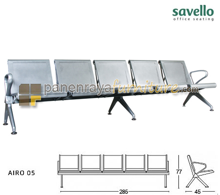 Panen Raya Kursi Tunggu 5 Seater Savello Airo 05 Metal Silver