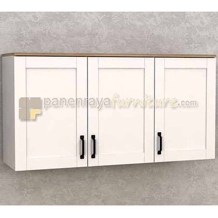 Panen Raya Furniture Rak Dapur Atas ProDesign Ashley KWU 3 White-Yellow 1200x344x615