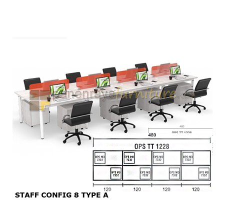 Panen Raya Workstation Staff 8 Seater Modera Staff Config 8 Type A Pure Teak 480x141x75