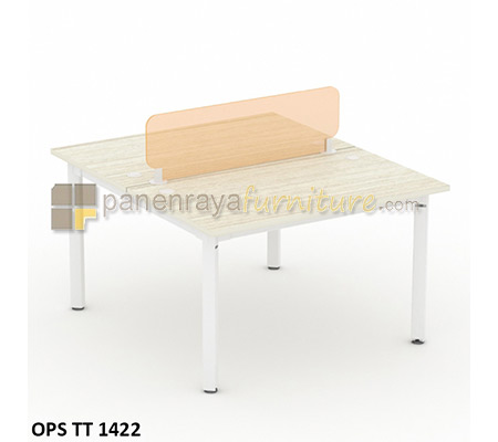 Panen Raya Furniture Workstation Staff 2 Seater Modera OPS TT 1422 Pure Teak 140x141x75