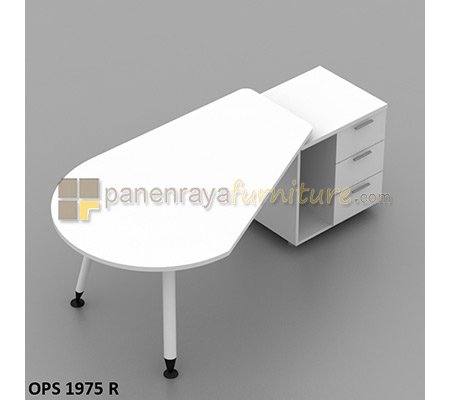 Panen Raya Furniture Meja Kantor Executive Right Modera OPS 1975 R White 190x85x75