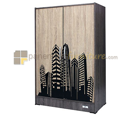 Panen Raya Furniture Lemari Pakaian Anak Festiva BL Avery 80x40x120 Grey Cream