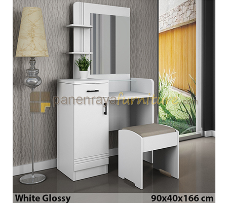 Panen Raya Furniture Meja Rias Siantano MR Capitol 90x40x166 White Glossy 