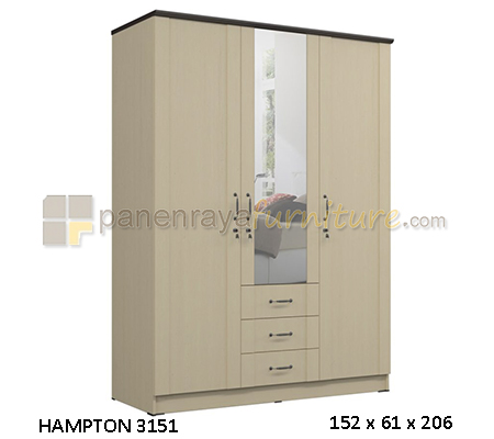 Panen Raya Lemari Pakaian Orbitrend HM 3151 Ivory Walnut 152x62x206