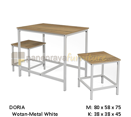 Panen Raya Furniture MEJA MAKAN 2 KURSI ORBITREND DORIA Wotan White