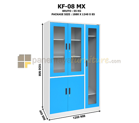 Panen Raya Furniture Lemari Arsip Besi Kozure KF 08MX Light Grey - Blue 1200x400x1850