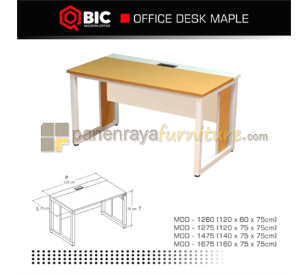 Panen Raya Furniture Meja Kantor QBIC MOD 1275 Maple 120x75x75 Kaki Metal Putih
