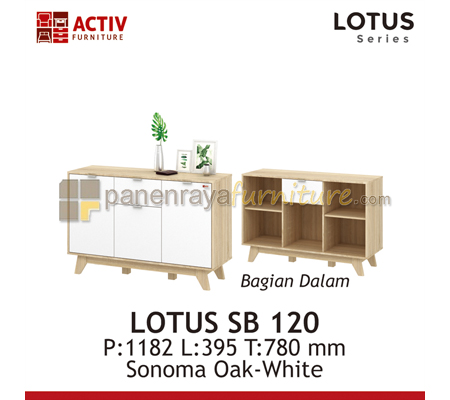 Panen Raya Furniture Credenza / Sideboard Activ Lotus SB 120 Sonoma Oak-White 119x40x78