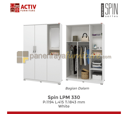 Panen Raya Lemari Pakaian Activ Spin LPM 330 White 120x42x185