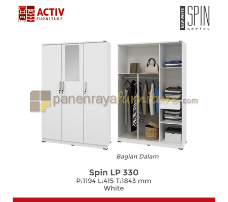 Panen Raya Lemari Pakaian Activ Spin LP 330 White 120x42x185