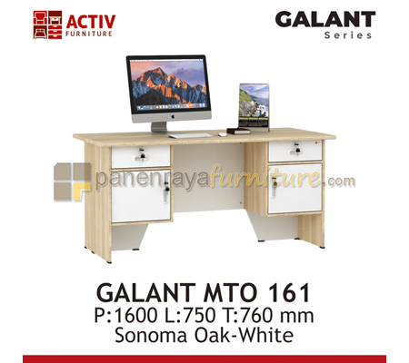 Panen Raya Furniture Meja Kantor Activ Galant MTO 161 Sonoma Oak-White 160x75x76