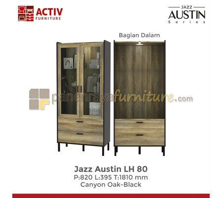 Panen Raya Lemari Hias Activ Jazz Austin LH 80 Canyon Oak-Black 82x40x181