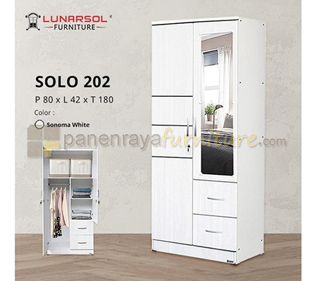 Panen Raya Lemari Pakaian Lunar SOLO 202 Sonoma White 80x42x180