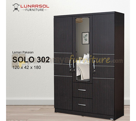 Panen Raya Lemari Pakaian Lunar SOLO 302 Espresso 120x42x180