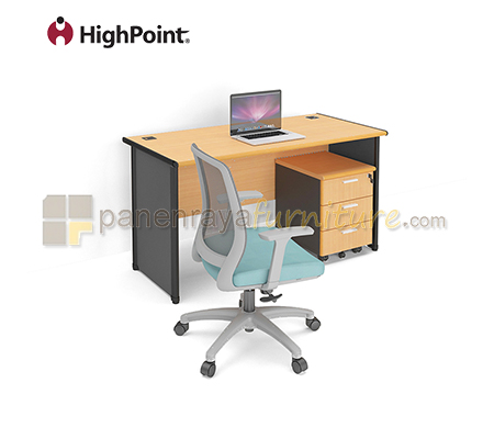 Panen Raya Furniture Meja Kantor HighPoint BOD 034 Beech 140x70x75 Plus Laci Dorong BMB 135