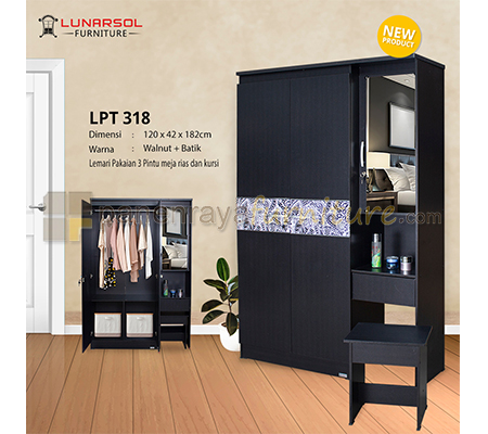 Panen Raya Lemari Pakaian Lunar LPT 318 Walnut Batik 120x42x180