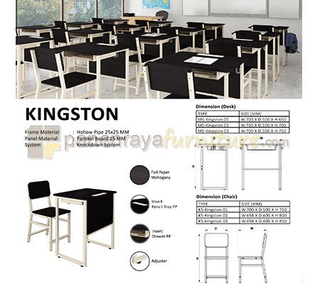 Panen Raya Furniture Meja dan Kursi Belajar SMA Orbitrend MS dan KS KINGSTON 03 Mahogani-Beige