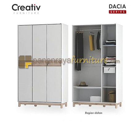 Panen Raya Lemari Pakaian Activ Dacia LP 300 White-Sanremo Oak 121x52x207