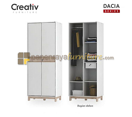 Panen Raya Furniture Lemari Pakaian 2 Pintu Activ Dacia LP 200 White-Sanremo Oak 83x52x207