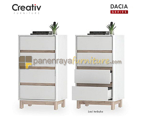 Panen Raya Furniture Laci Susun 4 Laci Activ Dacia LL 60 White-Sanremo Oak 60x48x105