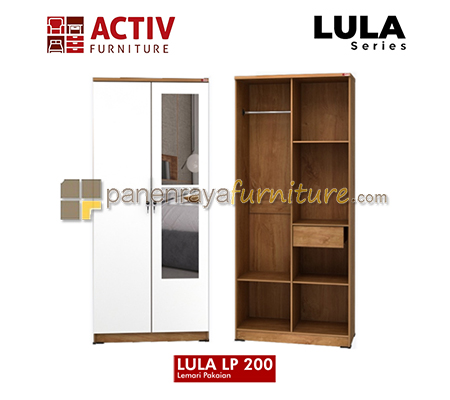 Panen Raya Lemari Pakaian Activ Lula LP 200 Wahana Teak-White 80x42x184