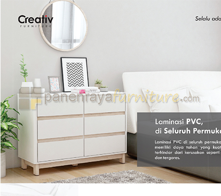 Panen Raya Furniture Laci Susun 6 Laci Activ Dacia LL 120 White-Sanremo Oak 114x48x82