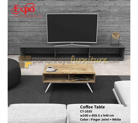 Panen Raya Meja Tamu Expo CT 1035 Finger Joint-White 100x59x40