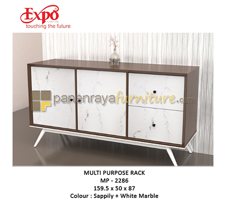 Panen Raya Furniture Multi Purpose Rack Expo MP 2286 Sappily-White Marble 160x50x87