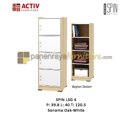 Panen Raya Furniture Locker 4 Pintu Activ Spin LSG 4 Sonoma Oak-White 40x40x121