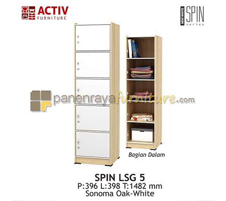 Panen Raya Furniture Locker 4 Pintu Activ Spin LSG 5 Sonoma Oak-White 40x40x149