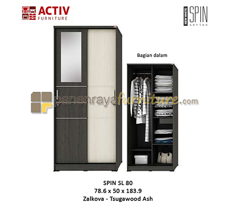 Panen Raya Lemari Pakaian Activ Spin SL 80 Zalkova TAsh 79x50x184
