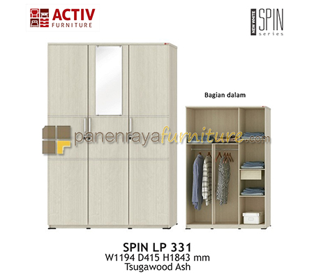 Panen Raya Lemari Pakaian Activ Spin LP 331 TASH 120x42x185
