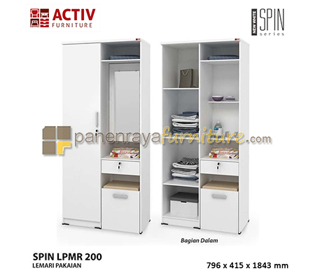 Panen Raya Furniture Lemari Pakaian 2 Pintu Plus Meja Rias Activ Spin LPMR 200 White 80x42x185